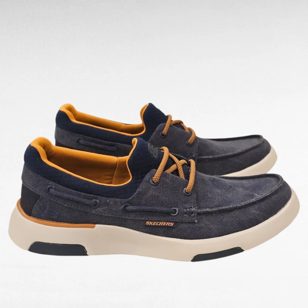 Skechers Bellinger Garmo Slip-on Comfort Boat Shoe Navy Blue Size 7
